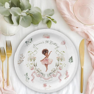 Droomachtige Roze Strik & Waterverf Ballerina Verj Papieren Bordje