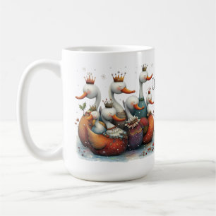 Droomachtige Zeven Zwanen Die Zwemmen Kerstmis 15o Koffiemok