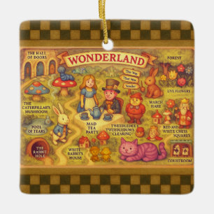 Droombeeld Alice Avonturen in Wonderland Kaart Keramisch Ornament