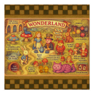 Droombeeld Alice Avonturen in Wonderland Kaart Perfect Poster