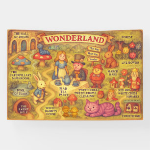 Droombeeld Alice Avonturen in Wonderland Kaart Spandoek