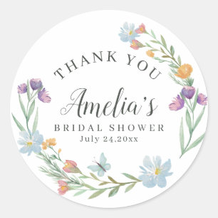 Droombeeld Bruidsdouche met Wilde Bloemen Ronde Sticker