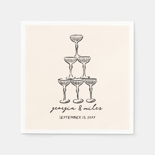 Droombeeld Handgetekende Trouwservetten Servet (Voorkant)