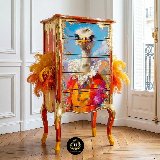 Droombeeld Struisvogel Meubel Decoupage Tissuepapier