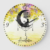 Droombestrijder met kat | Volg uw dromen Grote Klok (Voorkant)