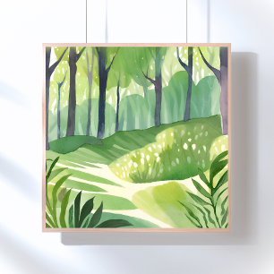 Droombossen   Bos Waterverf Landschap Poster