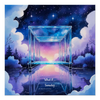Droombrug - Surrealistische waterverf nachtposter Perfect Poster