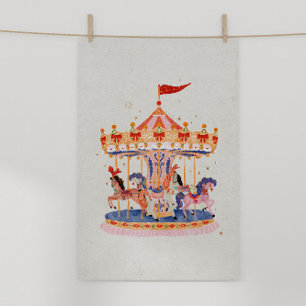 Droomcarrousel Aquarel in Vintage Stijl Perfect Poster
