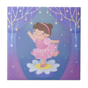 Droomfantasie-illustratie van een ballerina tegeltje
