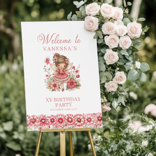 Droomfee Blush Bloemen 4de Verjaardag Welkom Poster