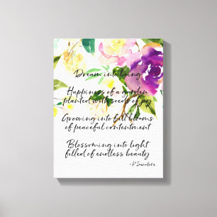 Droomgedicht Waterverf Paarse Bloemen Canvas Afdruk