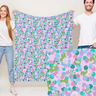 Droomgroene Kikkers Roze Fleece Dekbed  Deken
