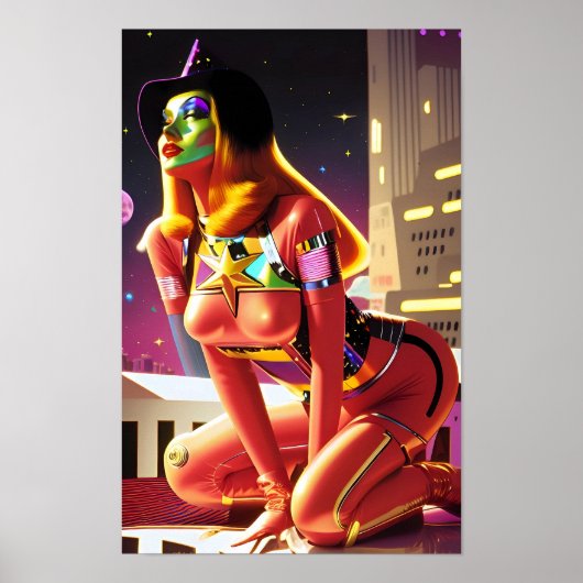 Droomheks over Metropolis Ken Gage Sci-Fi Poster (Voorkant)