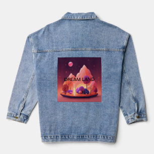 Droomhuis onder een roze maan. denim jacket