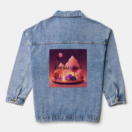 Droomhuis onder een roze maan. denim jacket (Achterkant)