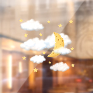 Droomkaas Moon & Stars in fluffy Clouds Kinder Raamsticker