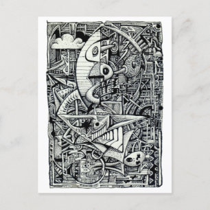 Droomkamer, inkttekening briefkaart