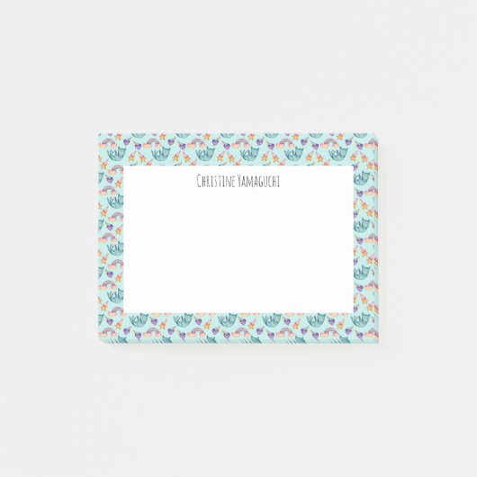 Droomkat dat drijft in het Waterverf-patroon van S Post-it® Notes (Voorkant)