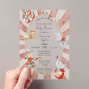 Droomkleurige Waterverf Circus Kermis Baby Borrel Acryl Uitnodigingen