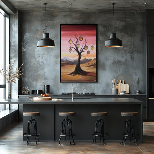 Droomlandschap van hangende zakhorloges aan een bo poster