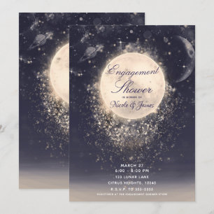Droommaan Magie Kosmische Glitters Verlovingsfeest Kaart