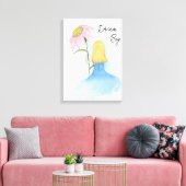 Droommeisje met gigantische bloem "Dream Big" Canvas Afdruk (Insitu (Woonkamer))