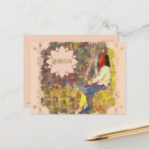 Droommeisje op muur Abstract Kleurrijke Geometrie Briefkaart