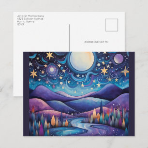 Droomnacht Grote Maan Landschap Briefkaart