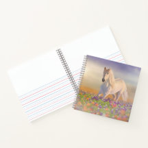 Droompaard loopt door bloemen