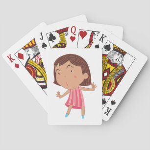 Droompje Kleine Meisje in Roze Gestreepte Jurk Pokerkaarten