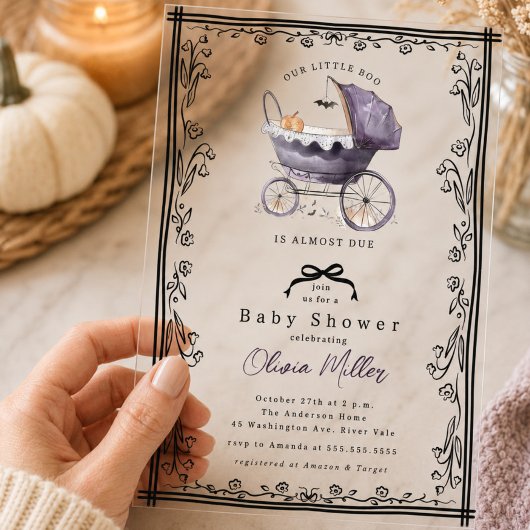 Droompram Baby Shower Uitnodiging Acryl Uitnodigingen