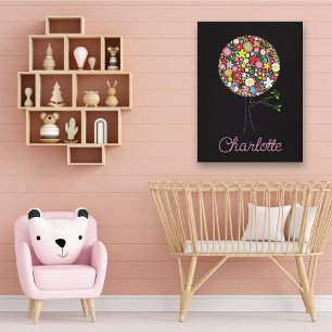 Droomprerige Lente Bloemen Boom Mooie Kinderkamer Canvas Afdruk