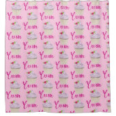 Droomroze Cupcake met Raspberry Yum! Douchegordijn (Voorkant)