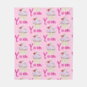 Droomroze Cupcake met Raspberry Yum! Fleece Deken (Voorkant)