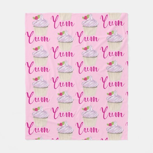 Droomroze Cupcake met Raspberry Yum! Fleece Deken (Voorkant)