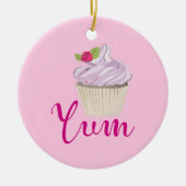 Droomroze Cupcake met Raspberry Yum! Keramisch Ornament (Voorkant)