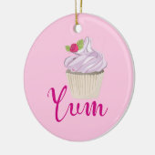 Droomroze Cupcake met Raspberry Yum! Keramisch Ornament (Links)