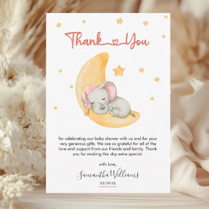 Droomroze Roze Olifant Baby Shower Bedankkaart