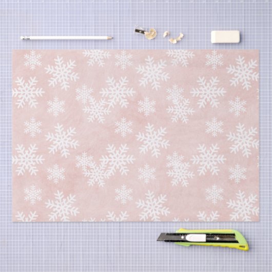 droomroze Snowflake Pattern kerstavond Tissuepapier (Craft)