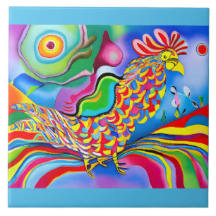 "Droomscape Bird". Een surrealistische abstracte h Tegeltje
