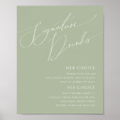 Droomschrift Sage Groene Handtekening Dranken Bord Poster (Voorkant)