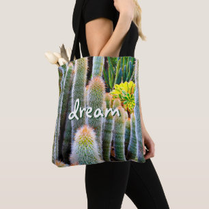 Droomscript Fuzzy Green Cactussen Succulent Foto Tote Bag