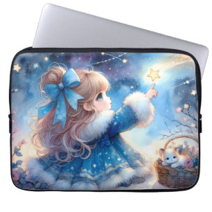 Droomsterig Meisje dat naar Sterren Staart Waterve Laptop Sleeve