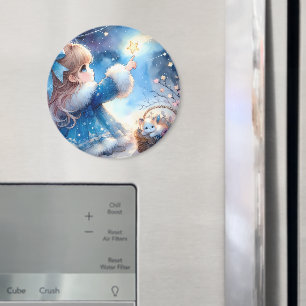 Droomsterig Meisje dat naar Sterren Staart Waterve Magneet