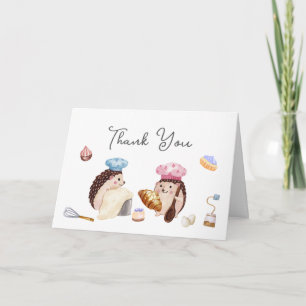 Droomstige Cute Egel Chef Bakker Baby Shower Bedankkaart