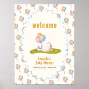 Droomstige Dwaze Gans Ballon Baby Shower Welkom Poster
