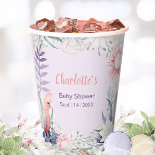 Droomstige lavendel bloem vogel baby shower papieren bekers