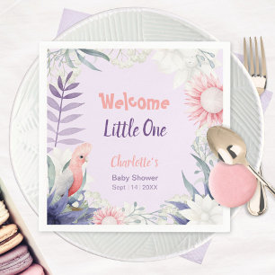 Droomstige lavendel bloem vogel baby shower servet