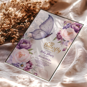 Droomstige Lavendel Bloemen Baby Shower Acryl Uitnodigingen