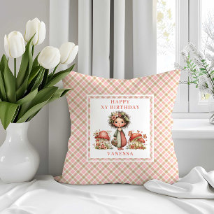 Droomstige Mooie Fee Roze Bloemen Verjaardag Kusse Kussen